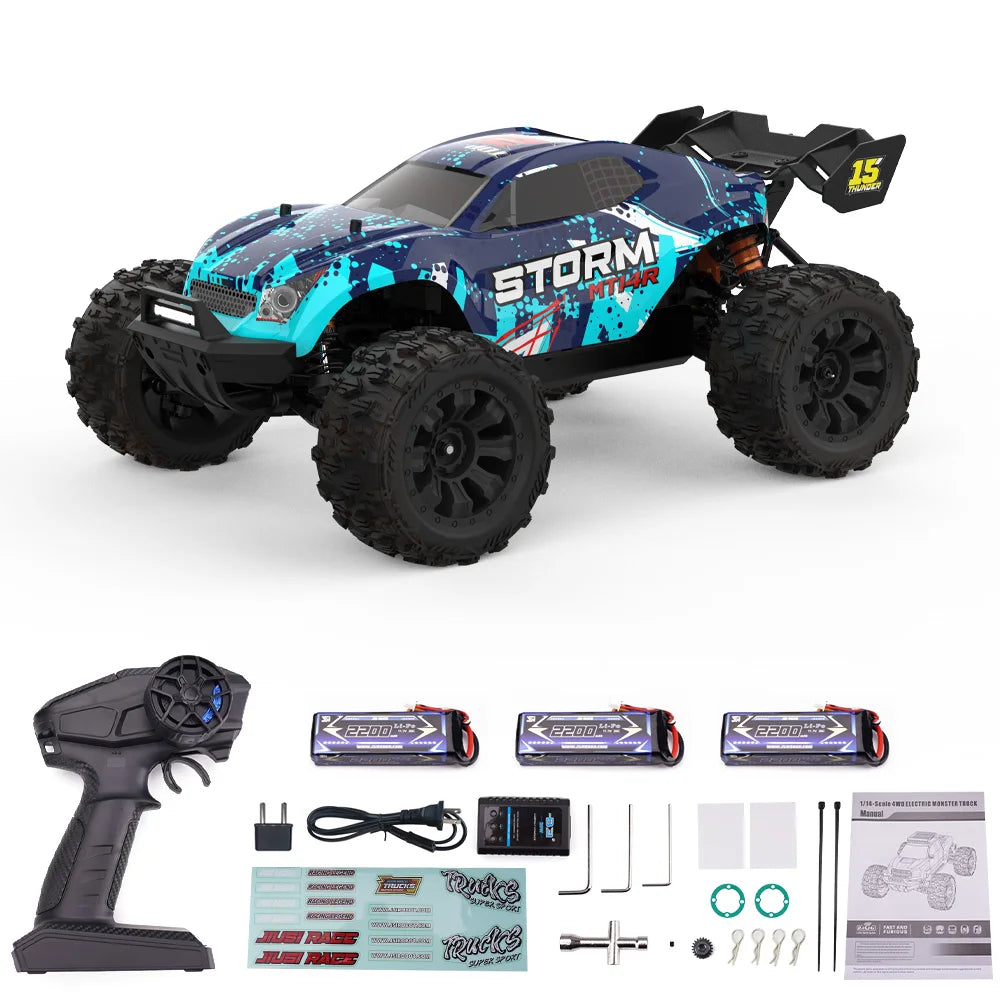JIUSI MT14R 1/14 RC Racing Car 3S 35C 2200mAh 80km/h Brushless Motor 2.4G Remote Control 4WD Off-road RC Trucks Toys