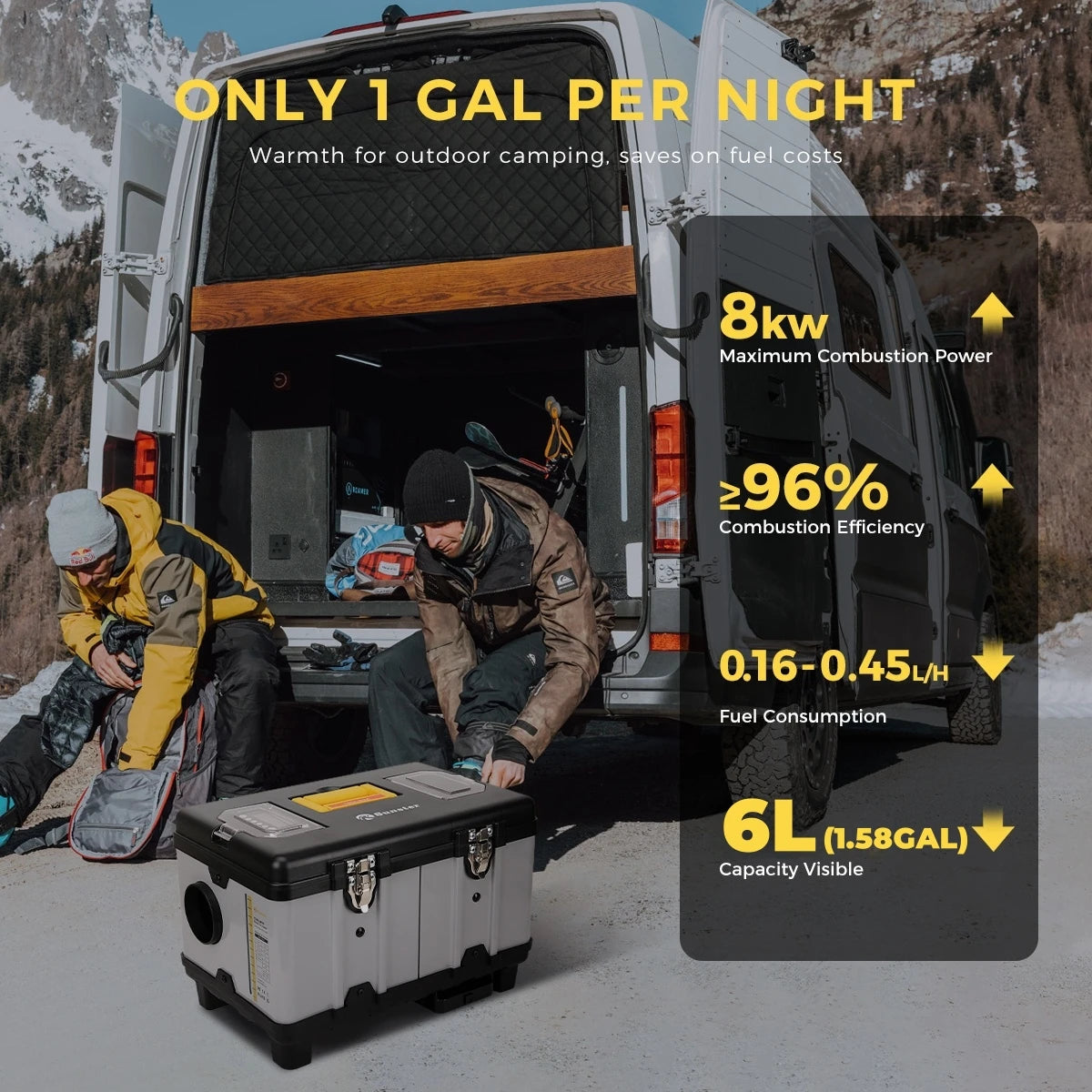 Sunste TB10 8KW Toolbox Diesel Heater 12V/24V/220V With constant temperature Bluetooth app night heater For Home Garage tent