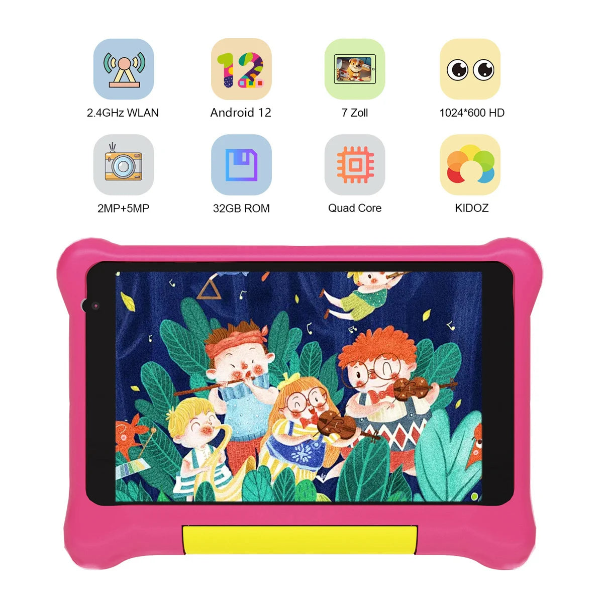 New 7 inch Kid Tablet Android 13 Quad Core 5GB RAM 32GB ROM 128GB Expand WiFi Bluetooth Children's Gift Kids Software Game Pad