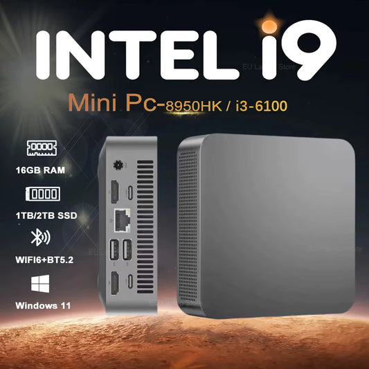 2025 Portable i9 Mini PC Computer Windows 11 Intel Core i9 8950HK 16GB 1TB Gaming Computer Dual-Band WiFi 6-Core Mini Desktop PC