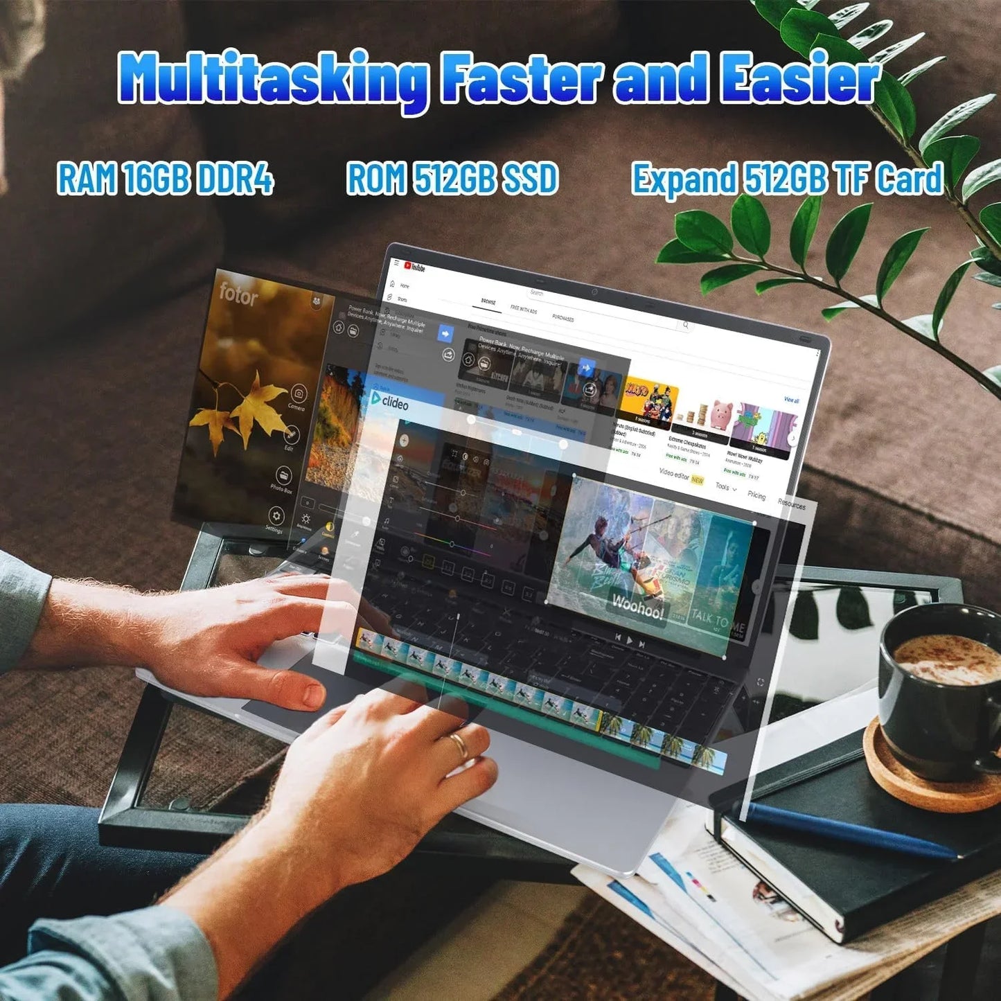 Windows Laptop Intel N5095 CPU 15.6 Inch FHD IPS Screen 16GB DDR4 512G SSD 38000mWh Battery Windows 11 Notebook 1080P Computer