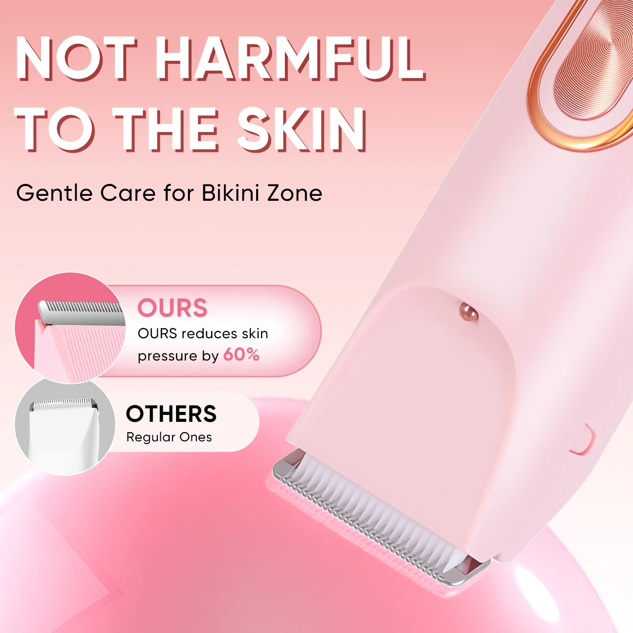 2-in-1 Women's Body & Hair Trimmer Painless Electric Shaver for Face/Legs/Bikini Area USB Rechargeable with Guide Comb