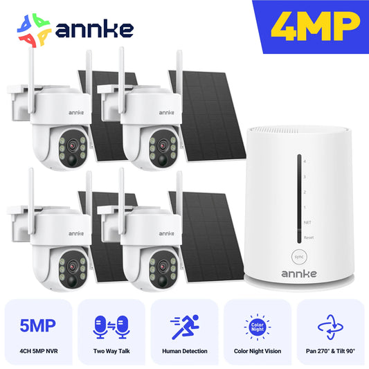ANNKE 4MP 2K Wireless Home Camera System 2-Cam Kit Security System Solar Cameras Outdoor, PIR Human Detection Instant Alerts