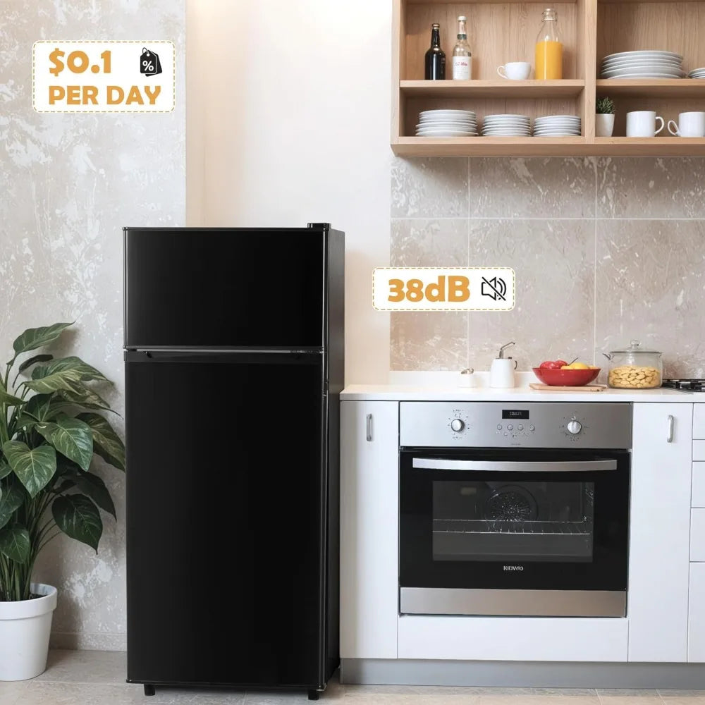 4.5 Cu.Ft Mini Fridge with Freezer, Small Refrigerator with 2 Doors for Kitchen, Dorm, Office and Bedroom, Mini Fridge with Adju