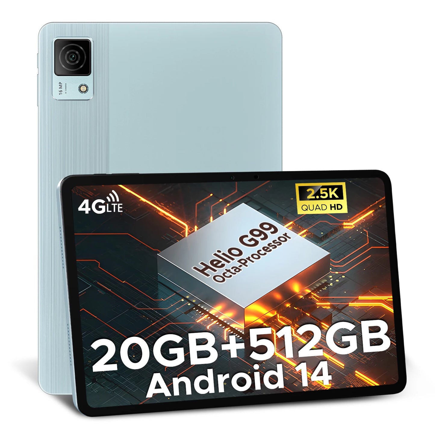 DOOGEE T40 Tablet 11" 2.5K Display 8GB 512GB Helio G99 Octa-Core 8580mAh Battery 16MP Camera Quad Speaker 4G Dual SIM