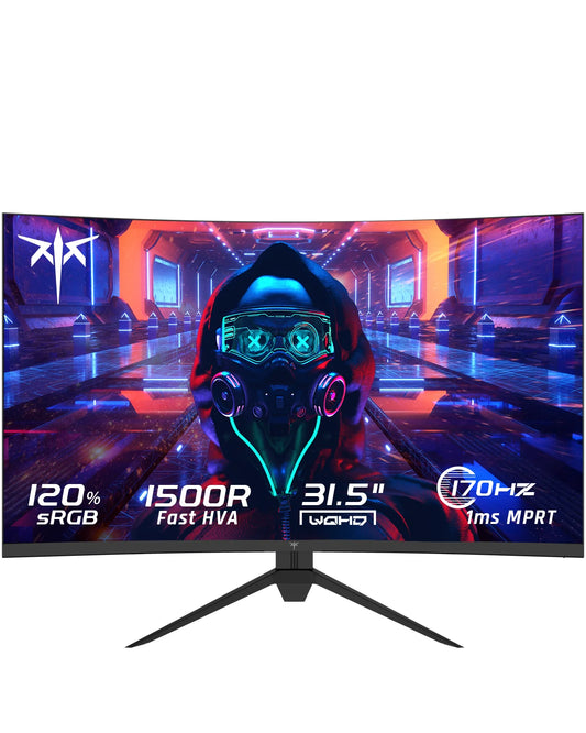 KTC 32 Inch Curved Monitor VA 1500R, 2K QHD 1440P@180Hz Gaming Monitor, 1ms MPRT, FreeSync Premium, G-Sync, HDR10, 122%sRGB, VES