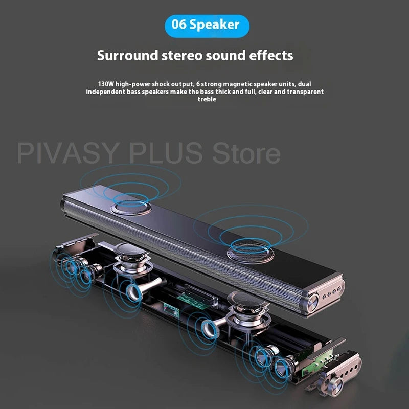 130W Soundbar 5.0 Bluetooth Speakers Home Theater System 6 Speaker Array HDMI ARC Optical For TV Projector Surround Sound System