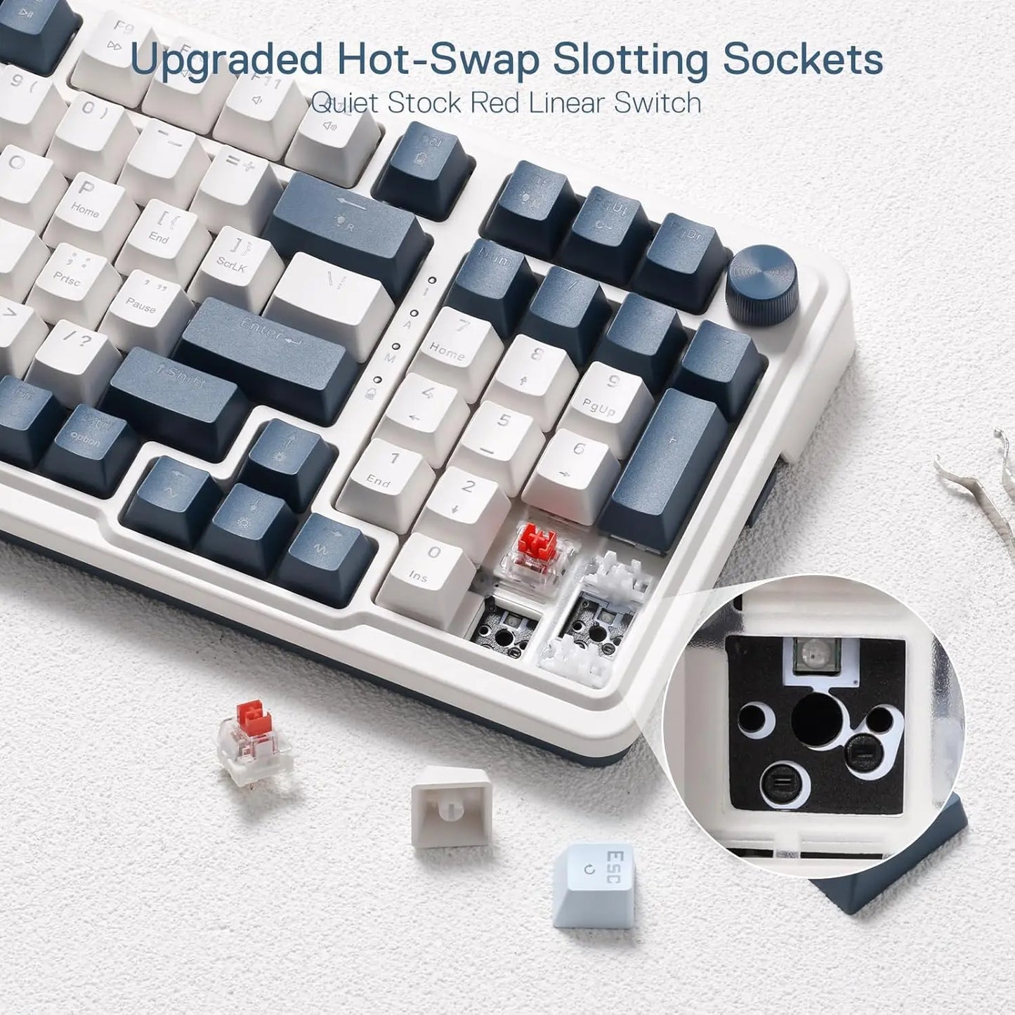 Redragon K686 PRO 98 Keys 3-Mode Wireless Gasket RGB Gaming Mechanical 5-Layer Noise Dampening Hot-Swap Keyboard