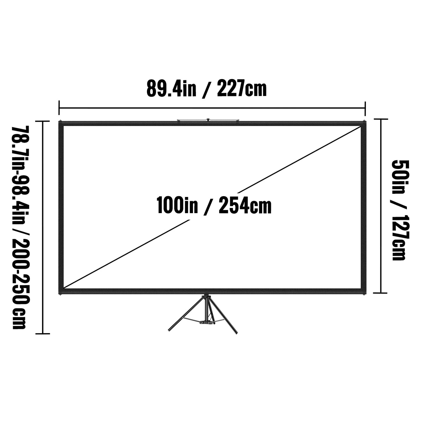 SucceBuy 100 Inch Tripod Projector Screen with Stand 16:9 4K HD Portable Projection Home Cinema for Indoor & Outdoor Projection