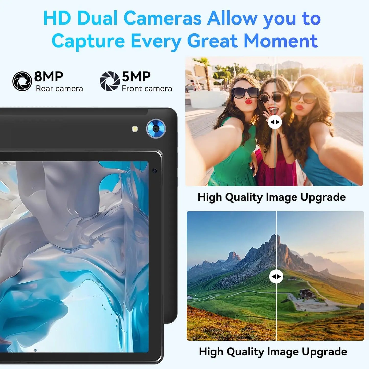 URAO C107 10 Inch Tablet Android 14 Tablets 10GB RAM 128GB ROM 1TB Expand Octa-Core Processor Widevine L1 Dual Camera BT WiFi FM