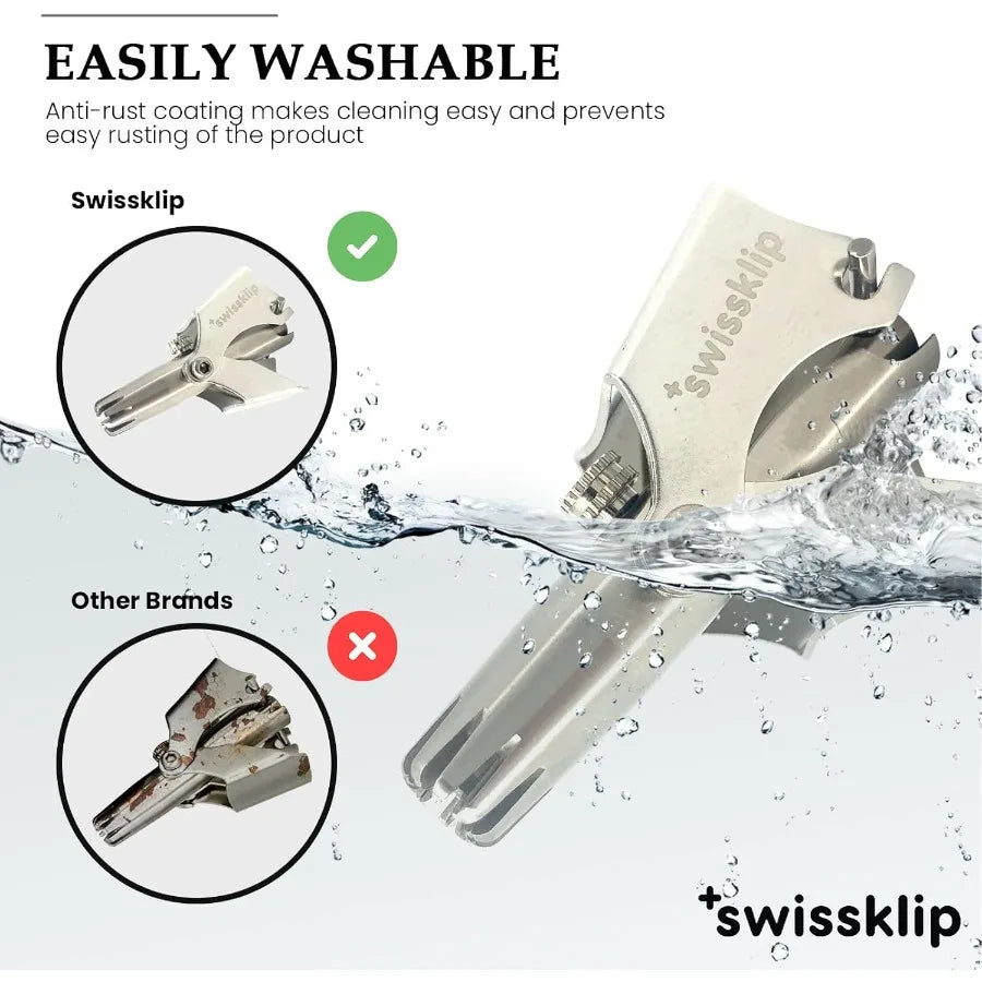Swissklip Human Power Nose Hair Trimmer for Men Manual Nose Hair Trimmer for Women I Stainless Steel Ear Hair Remover for Men W