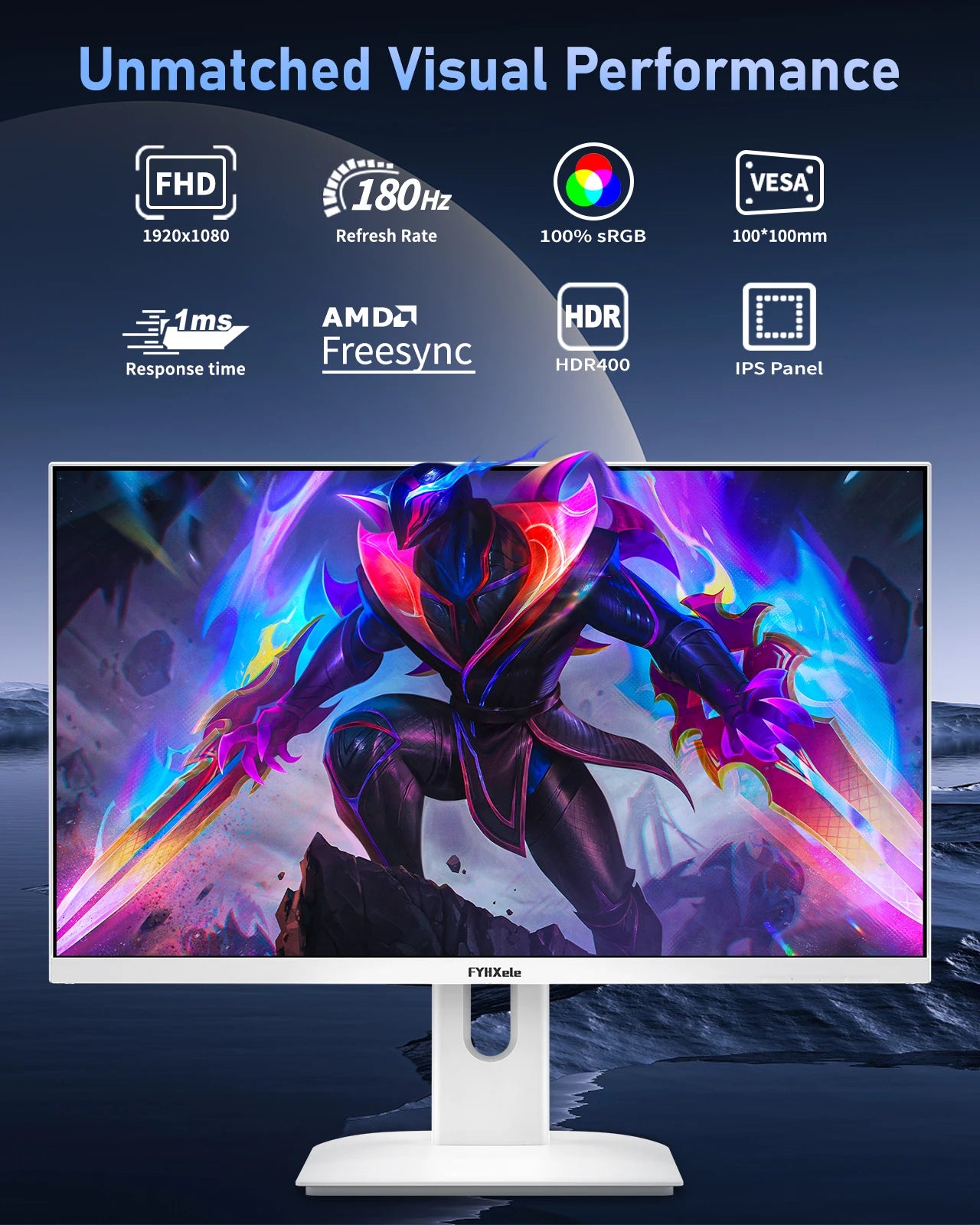 FYHXele 27 inch 180Hz IPS Gaming Monitor 1Ms Fast Response Speed 1920 * 1080 HDMI DP Ultrawide PC Support Vesa Wall Mount