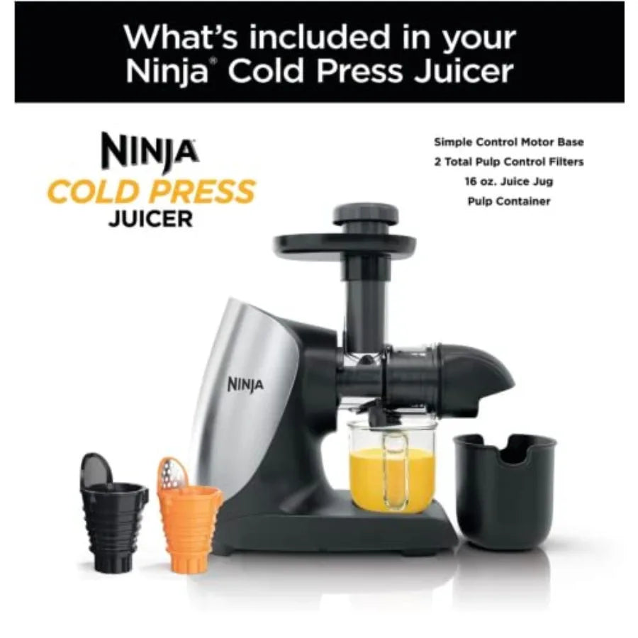 Cold Press Juicer Pro Powerful Slow Juicer for Fresh Juice Extraction in Home Kitchens and Health Cafes Cloud Silver JC100 Rene