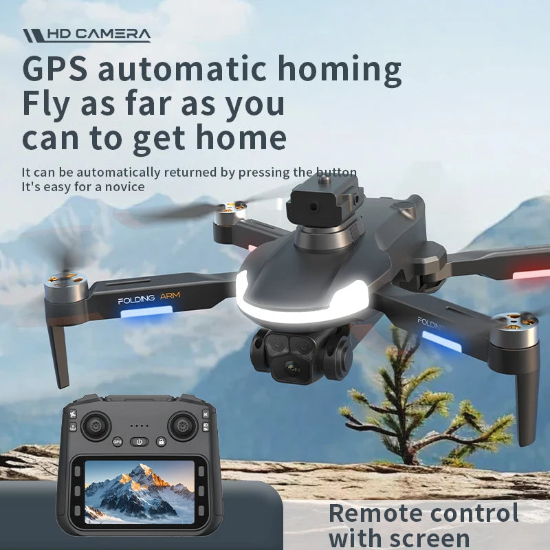 GPS RC Drone 8K HD Dual Camera UAV WIFI FPV Brushless Aircraft Obstacle Avoidance Optical Flow Quadcopter with 3 Batteries