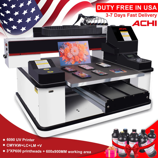A1 UV 6090 UV Printer EPSON 3PC XP600 Automatic Flatbed Printing +Rotary Axis+CMYKW+LC+LM+V