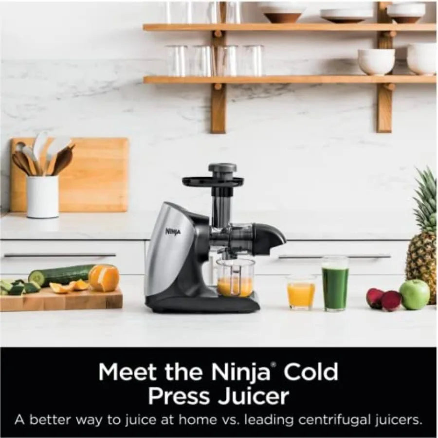 Cold Press Juicer Pro Powerful Slow Juicer for Fresh Juice Extraction in Home Kitchens and Health Cafes Cloud Silver JC100 Rene