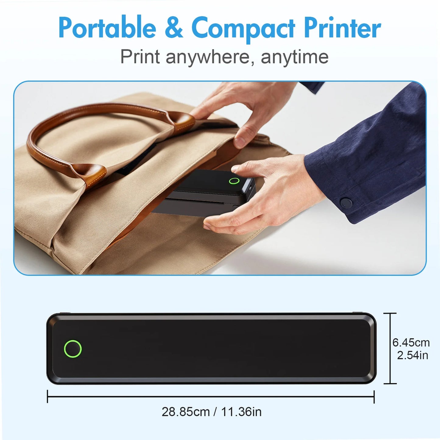 Portable Printers Wireless Inkless Thermal A4 Label Maker US Letter/A4/A5/B5 Android iOS Phone & Laptop For Travel Office School