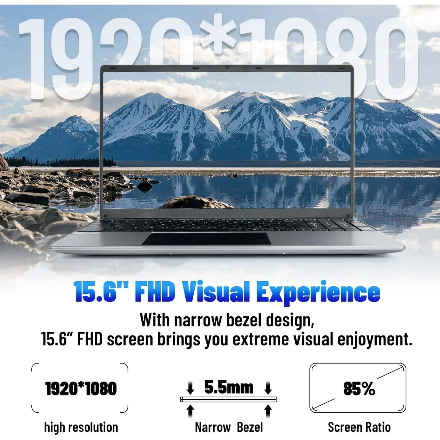 Windows Laptop Intel N5095 CPU 15.6 Inch FHD IPS Screen 16GB DDR4 512G SSD 38000mWh Battery Windows 11 Notebook 1080P Computer