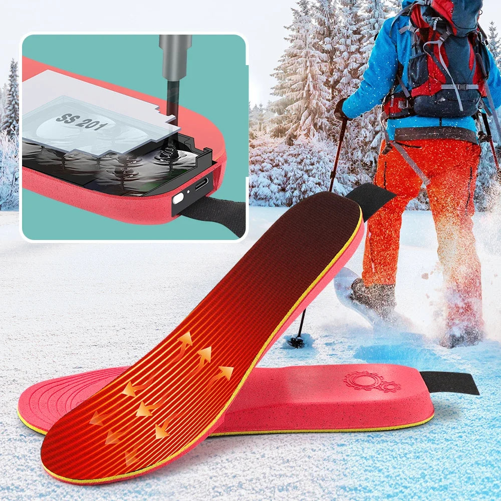 Smart Heated Insoles for Shoes Rechargeable Foot Warming Pad with APP Control Adjustable Heating for Warmer Winter Outdoor