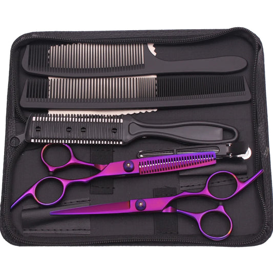 6.0'' Hair Scissors Professional Cutting Shears Thinning Hairdressing Haircut Comb Razors Sets Salon Barber & Home Dropshipping