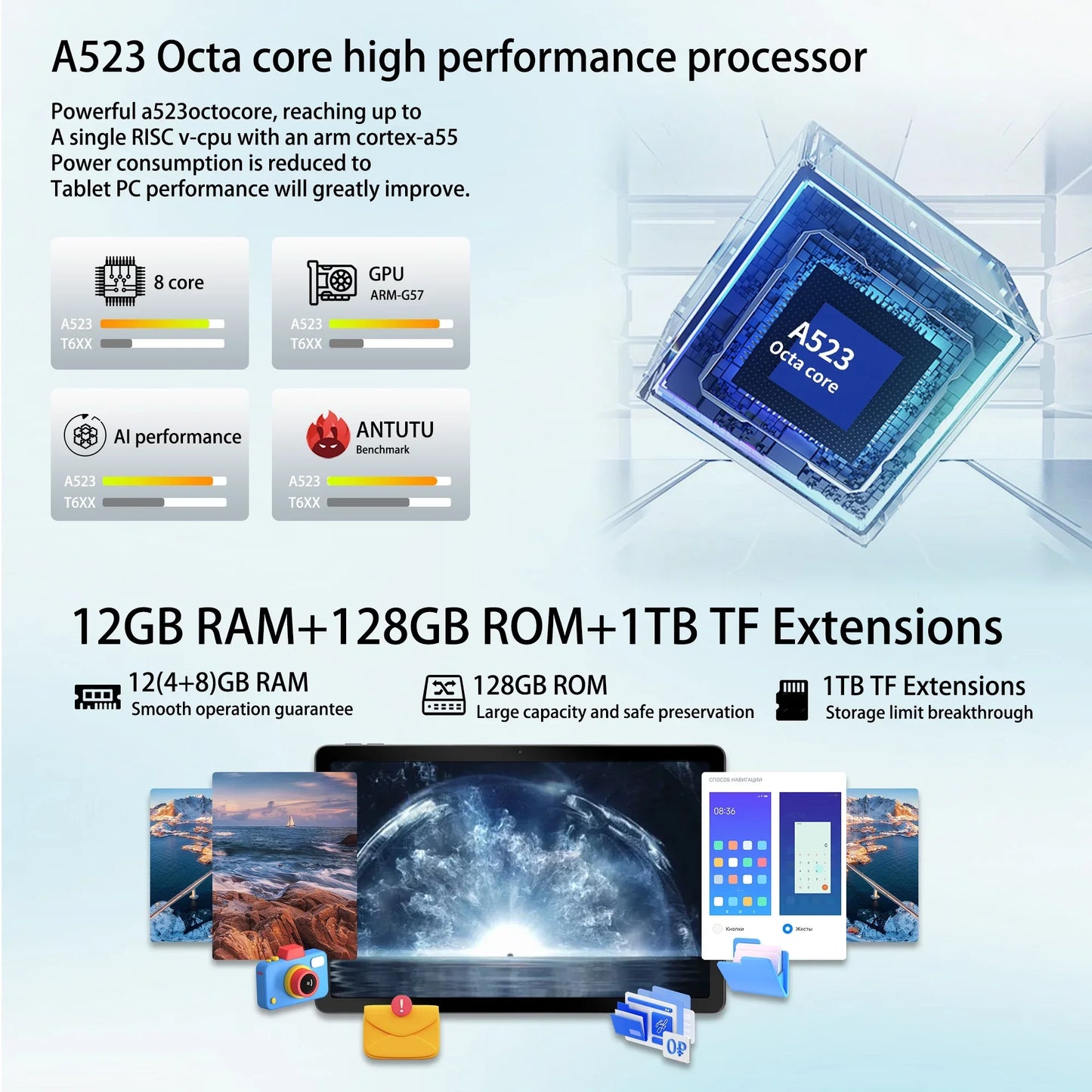 URAO C9+ 11 Inch Tablet Android 14 12GB RAM 128GB ROM(1TB TF Extensions) Octa-Core 2K Widevine L1 IPS 8MP+13MP 6800mAh Case Pen