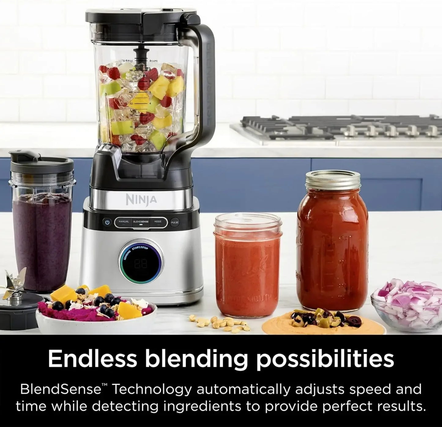 Detect Power Blender + Personal Single-Serve, BlendSense Technology, Kitchen Countertop, Silver - Blend And Enjoy Your Favorite