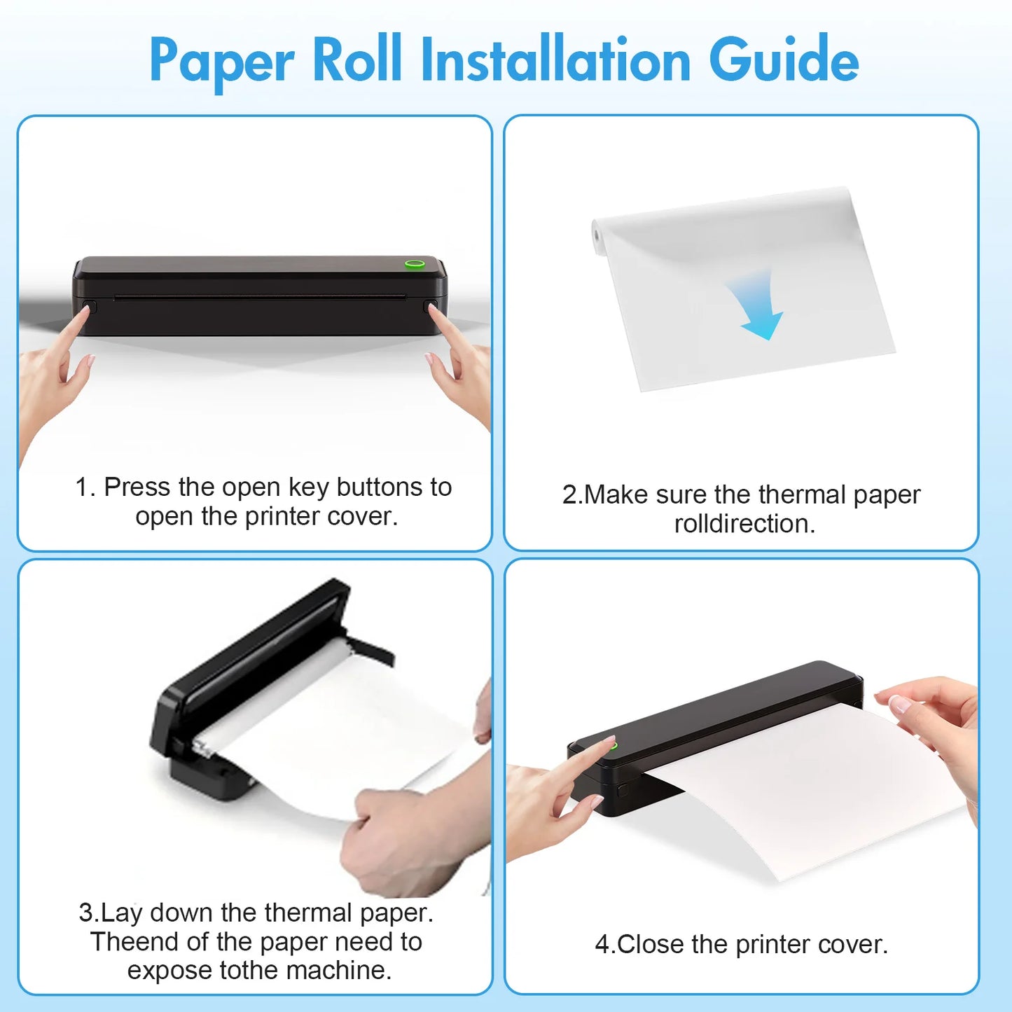 Portable Printers Wireless Inkless Thermal A4 Label Maker US Letter/A4/A5/B5 Android iOS Phone & Laptop For Travel Office School