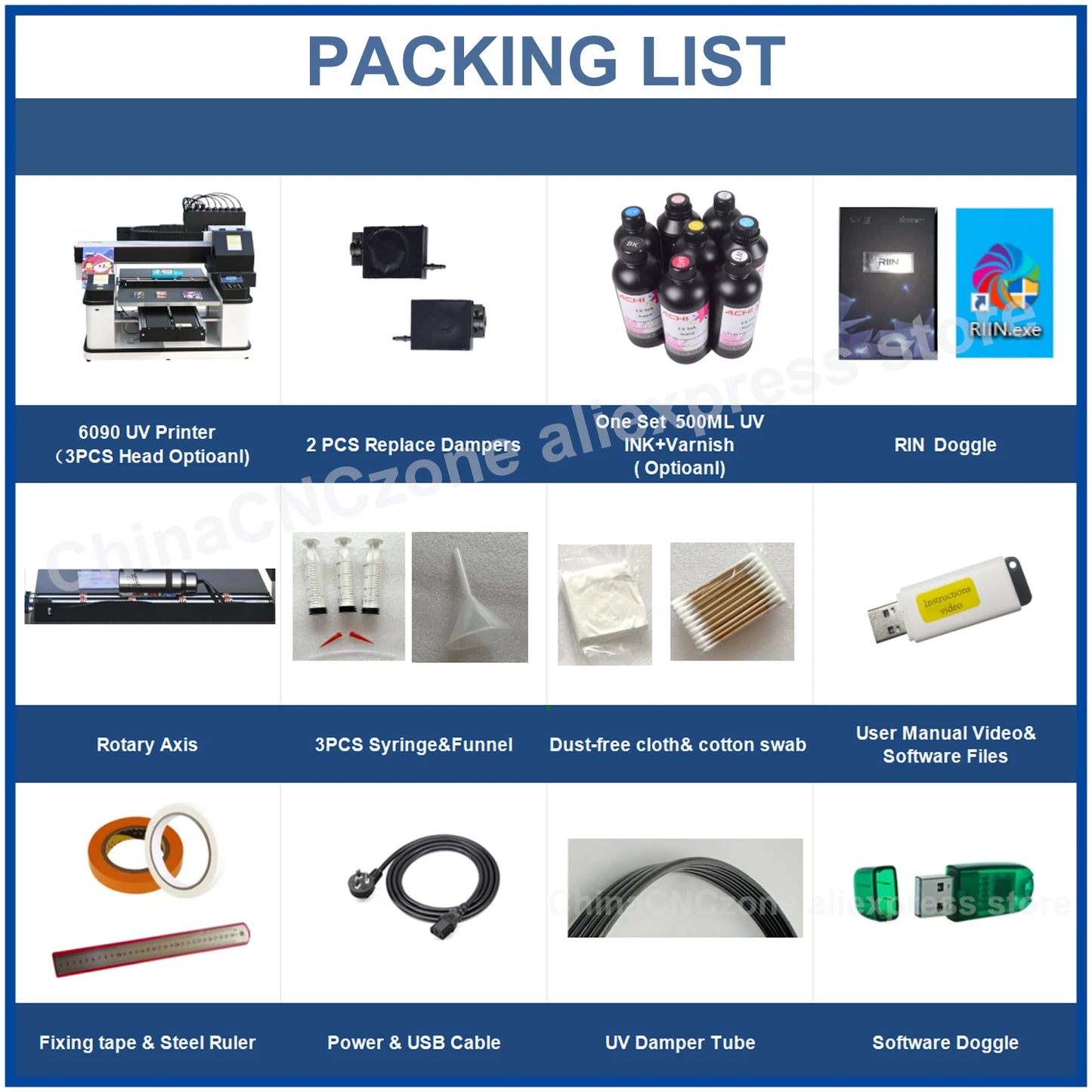 A1 UV 6090 UV Printer EPSON 3PC XP600 Automatic Flatbed Printing +Rotary Axis+CMYKW+LC+LM+V