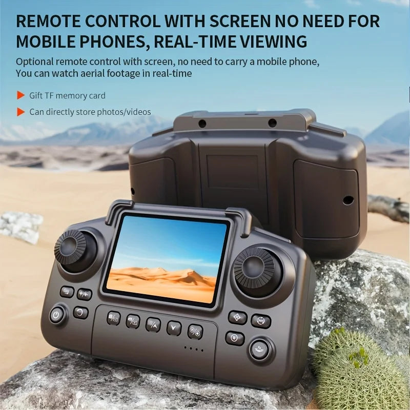 The upgraded version of the new drone MAX comes with 2 batteries, a high-definition 2.4-inch screen remote control, dual-camera