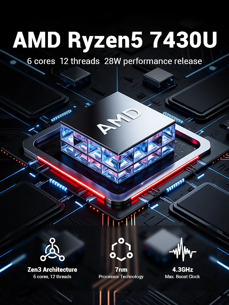 Firebat AS11 Laptop AMD R5 7430u CPU 16GB RAM SSD 512GB Lightweight Business Computer Windows 15.6 Inch Notebook BT5.2 WiFi6