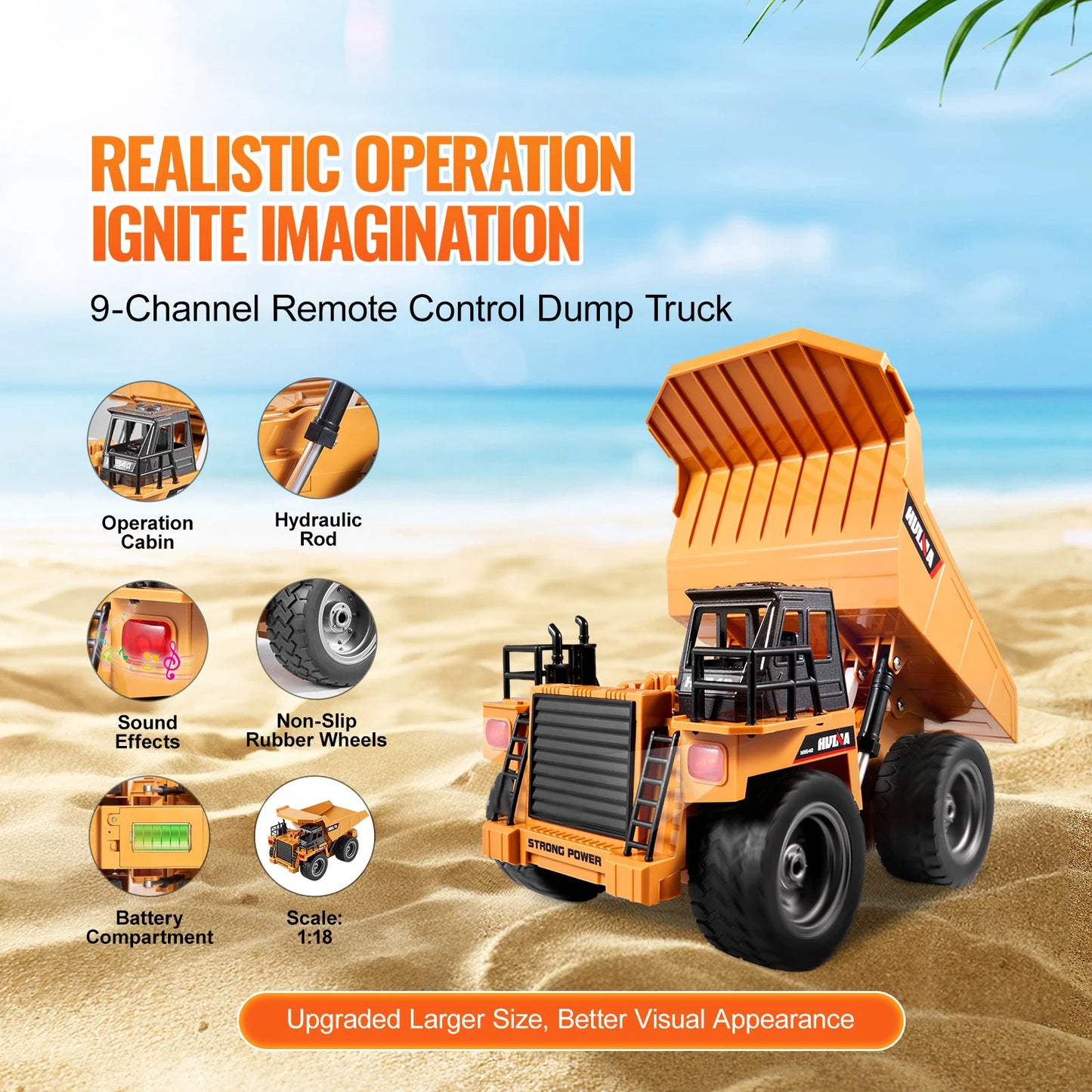 SucceBuy RC Car Children Toys Remote Control Dump Truck Toys 9-Channel with Battery for Toddlers Electric Car Kids Toys Gift