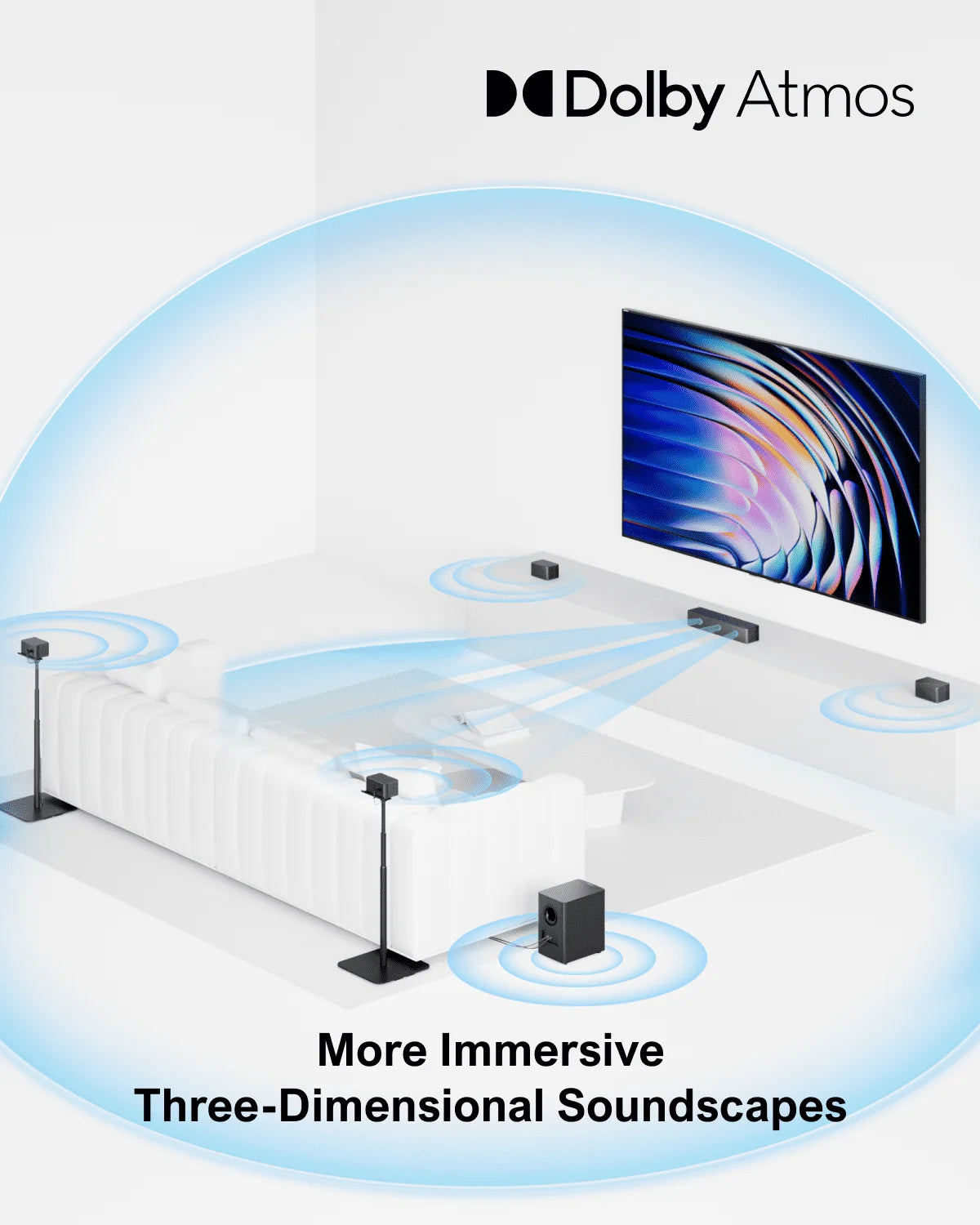 ULTIMEA 460W 7.1ch Soundbar with Dolby Atmos&APP Control, Home Theater Surround Bluetooth Speakers with Wireless Subwoofer
