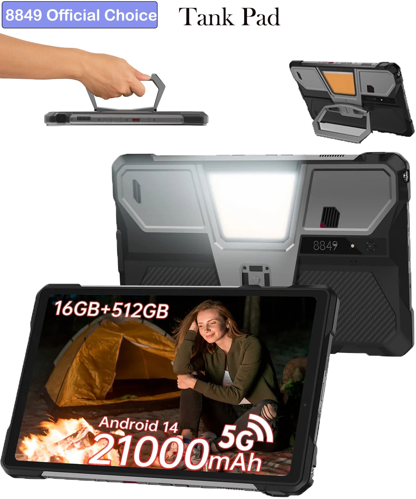 8849 TANK PAD Unihertz Rugged Projector Tablet Smartphone  21000mAh 10.95 inch 120Hz 16GB 512GB 32MP+50MP 66W Phone Tablet