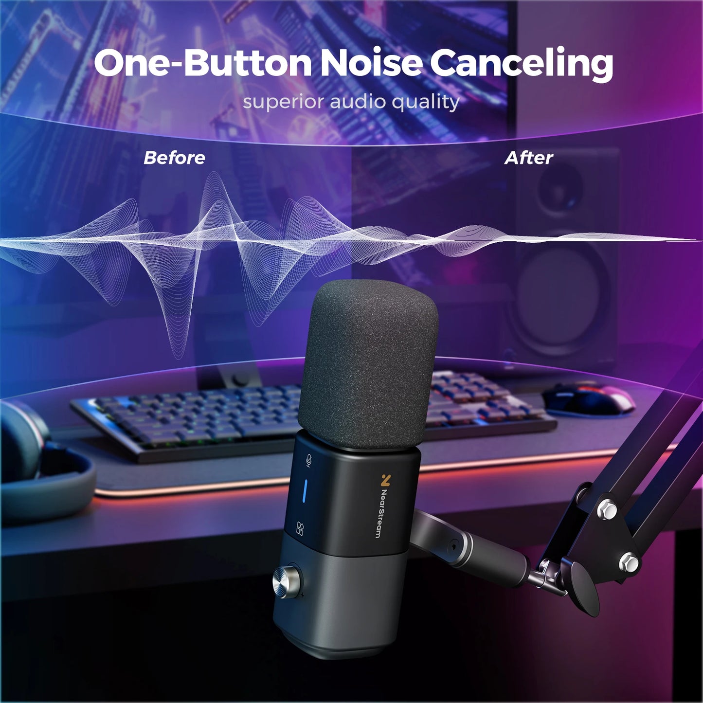 NearStream Professional Microphone pc USB XLR Condenser Mic Boom Arm US Local ShippingPlug-and-Play for Streaming Podcast Studio