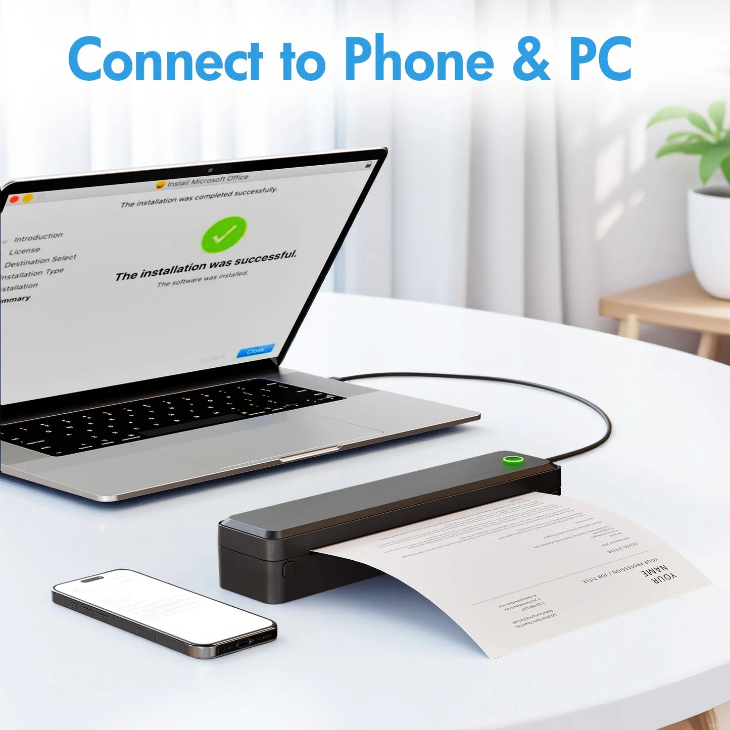 Portable Printers Wireless Inkless Thermal A4 Label Maker US Letter/A4/A5/B5 Android iOS Phone & Laptop For Travel Office School