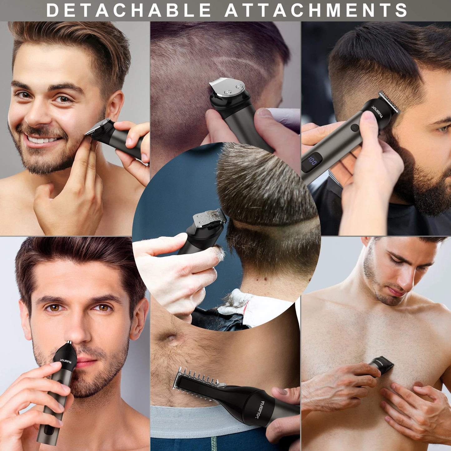 Hatteker all in one hair trimmer 7 blades changeable Electric Baber Haircut machine body nose trimmer set for Men