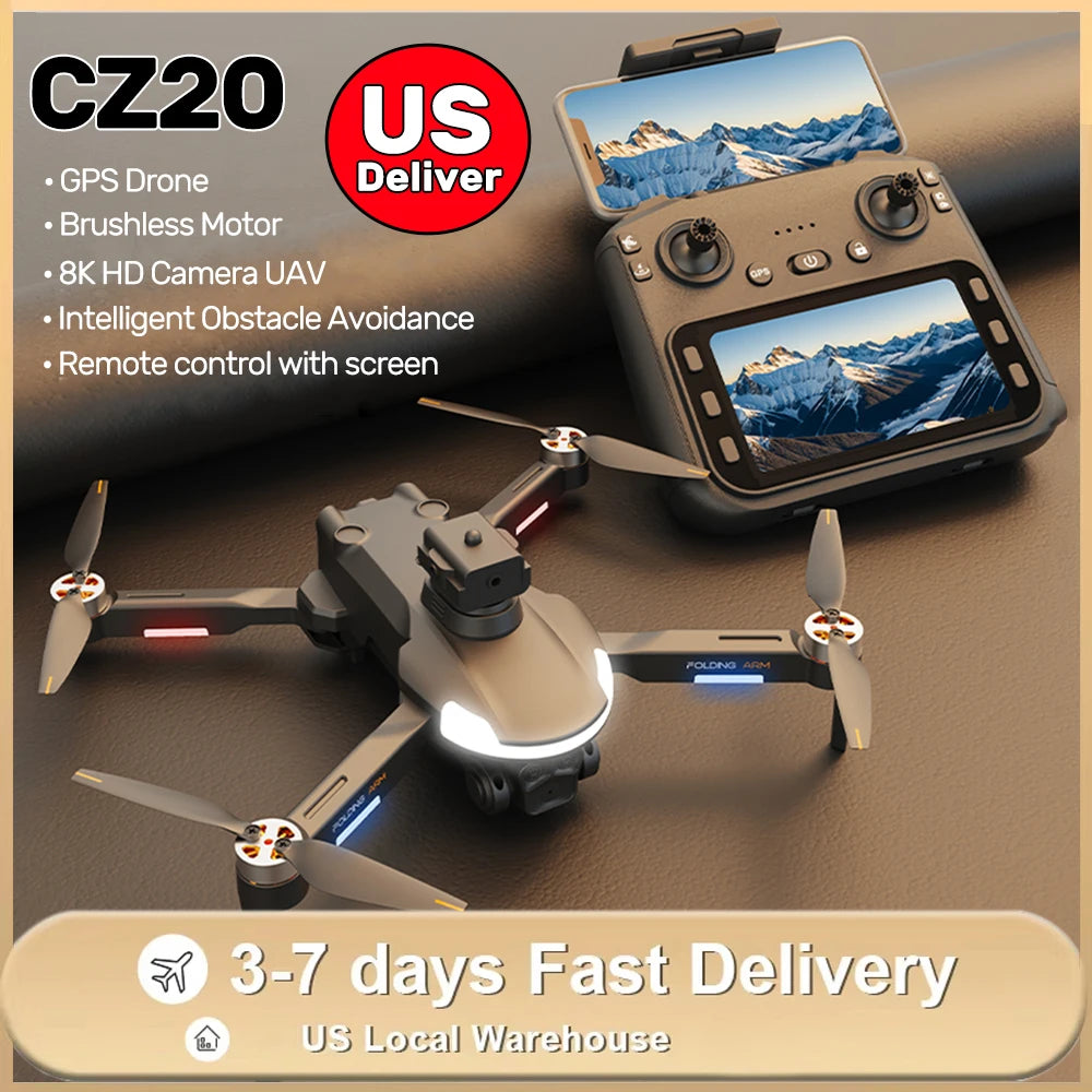 GPS RC Drone 8K HD Dual Camera UAV WIFI FPV Brushless Aircraft Obstacle Avoidance Optical Flow Quadcopter with 3 Batteries
