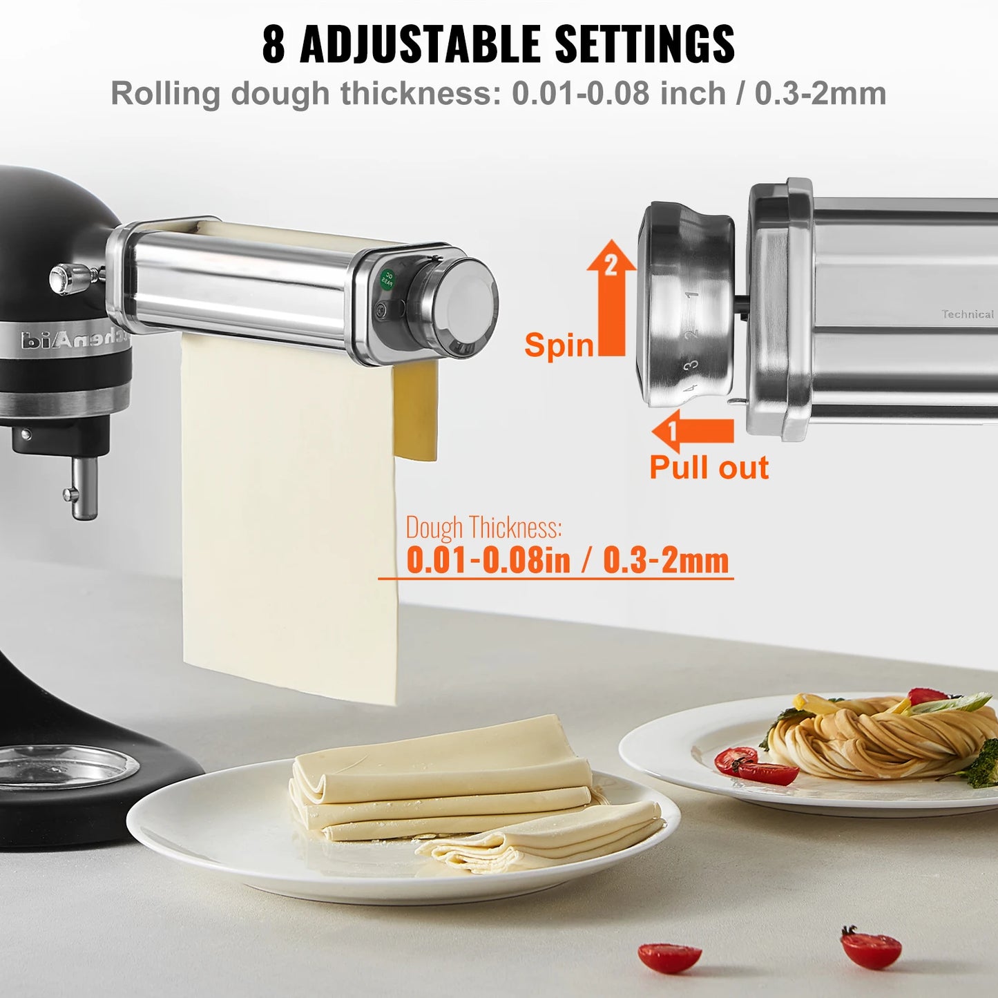 SucceBuy Pasta Attachment for KitchenAid Stand Mixer Stainless Steel Pasta Sheet Roller Attachment Pasta Maker Kitchen Aid Pasta