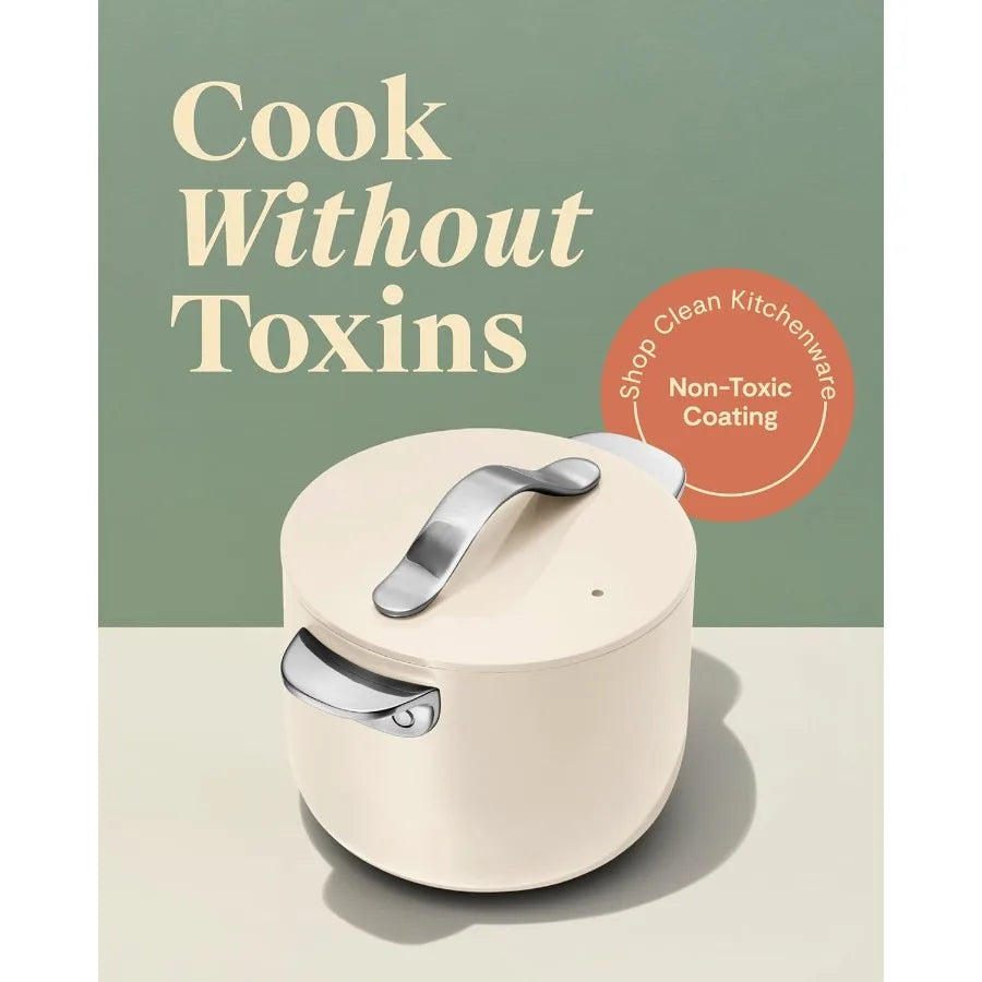 2 Qt Ceramic Coated Pot for Cooking Rice Grains Sauces and More NonToxic Coating Free From Forever Chemicals Ideal Kitchen Solu