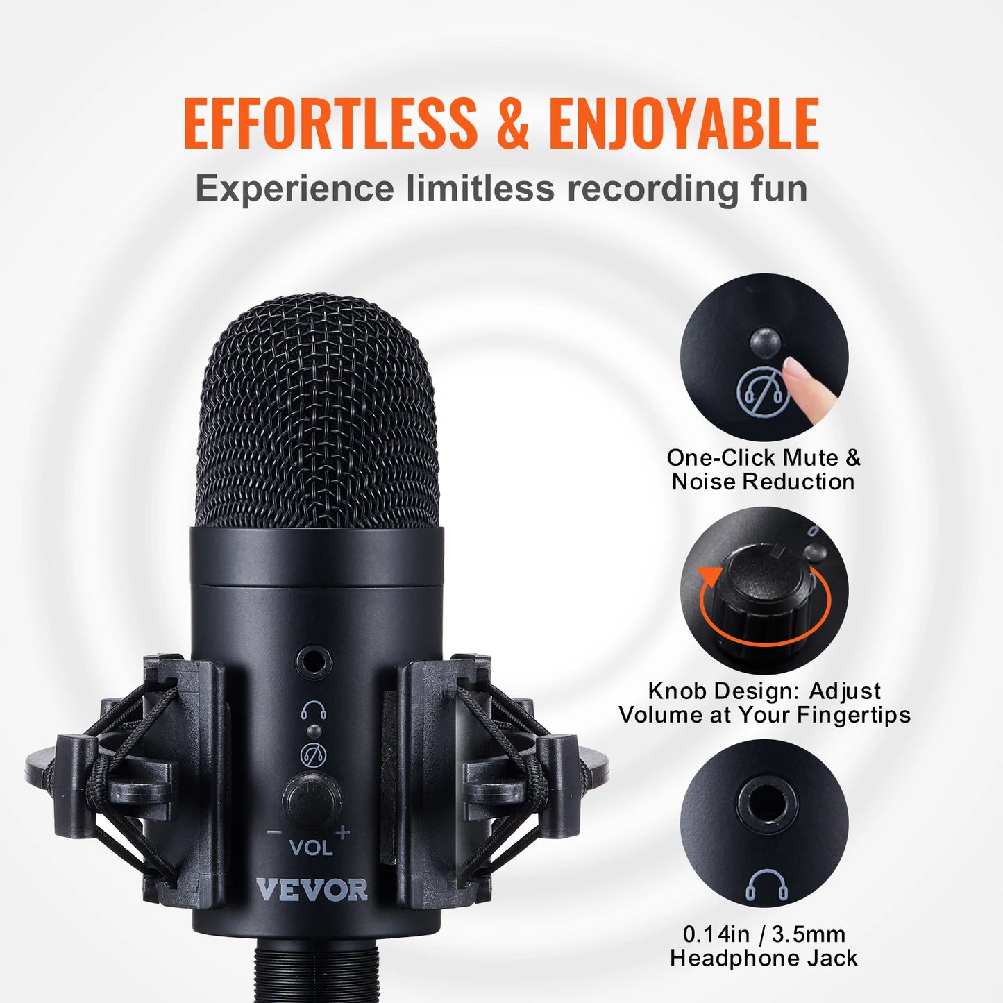 VEVOR USB Microphone 192kHz/24-bit Professional Condenser Microphone Kit for Podcast Recording Video Gaming Singing Streaming