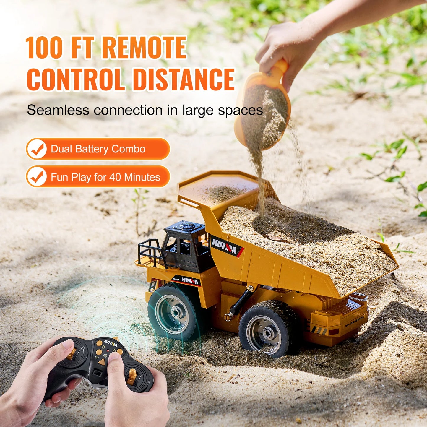 SucceBuy RC Car Children Toys Remote Control Dump Truck Toys 9-Channel with Battery for Toddlers Electric Car Kids Toys Gift