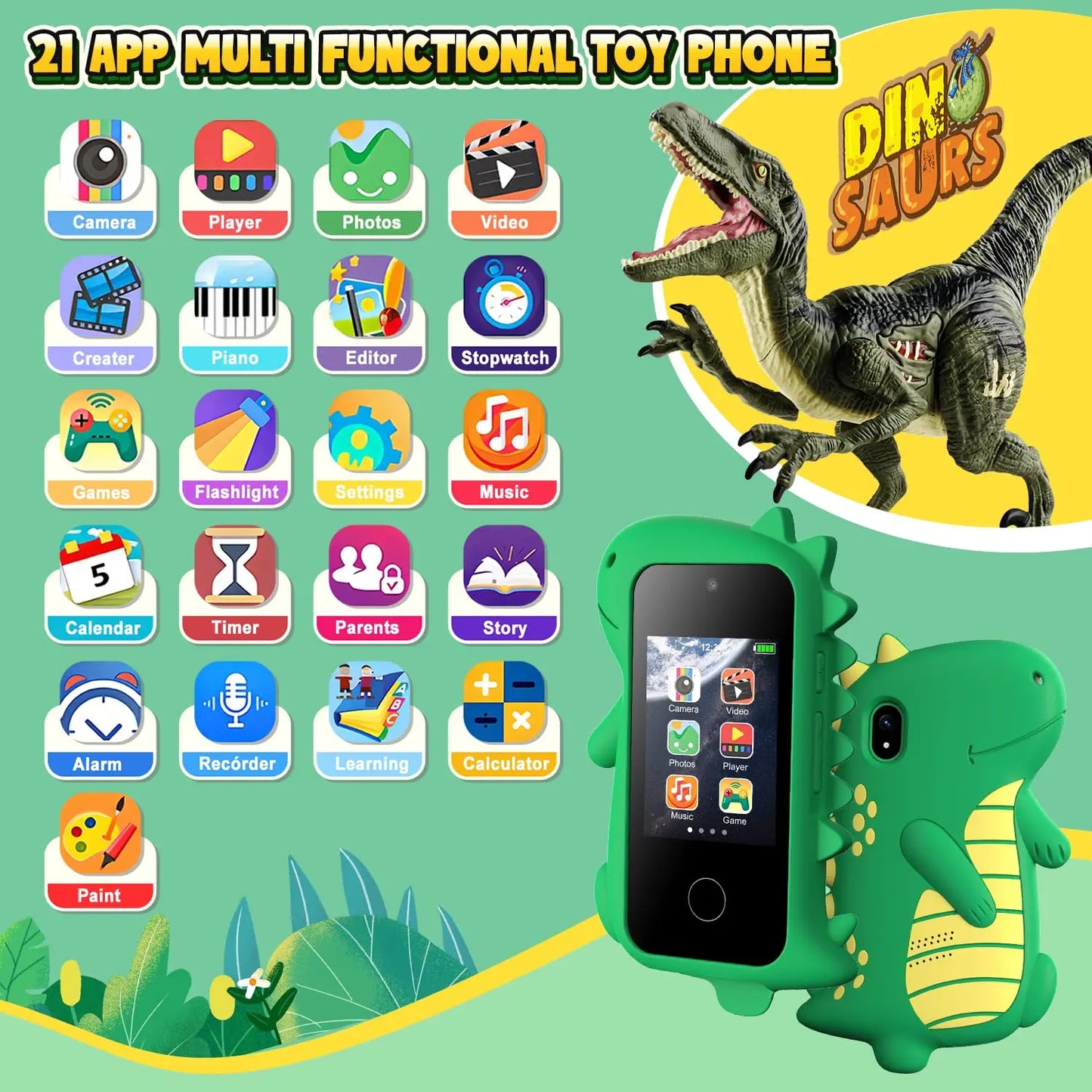 Kids Smart Phone Toys Cartoon Touchscreen Mobile Phone Toy Portable MP3 Player Digital Camera Toy For Girls Boys Age 3-8