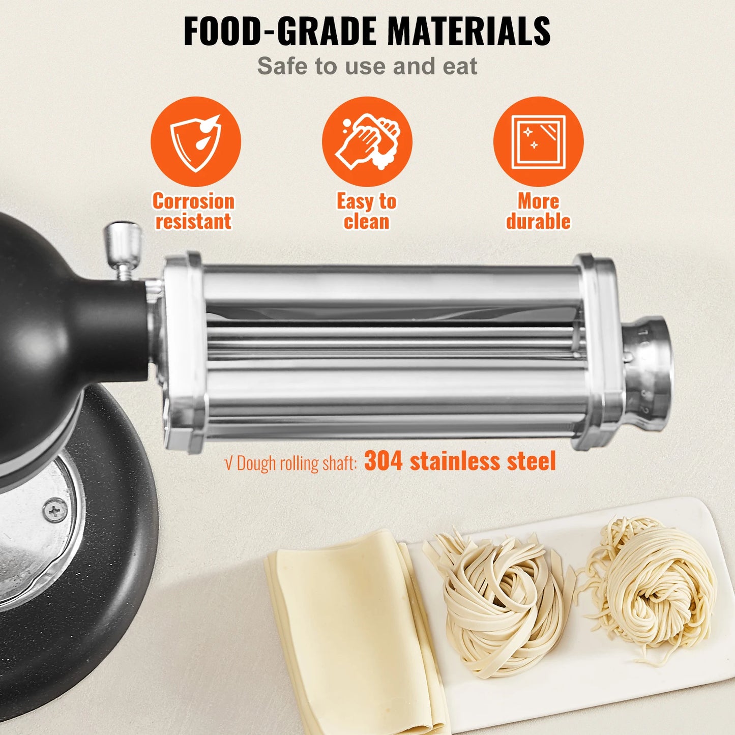 SucceBuy Pasta Attachment for KitchenAid Stand Mixer Stainless Steel Pasta Sheet Roller Attachment Pasta Maker Kitchen Aid Pasta