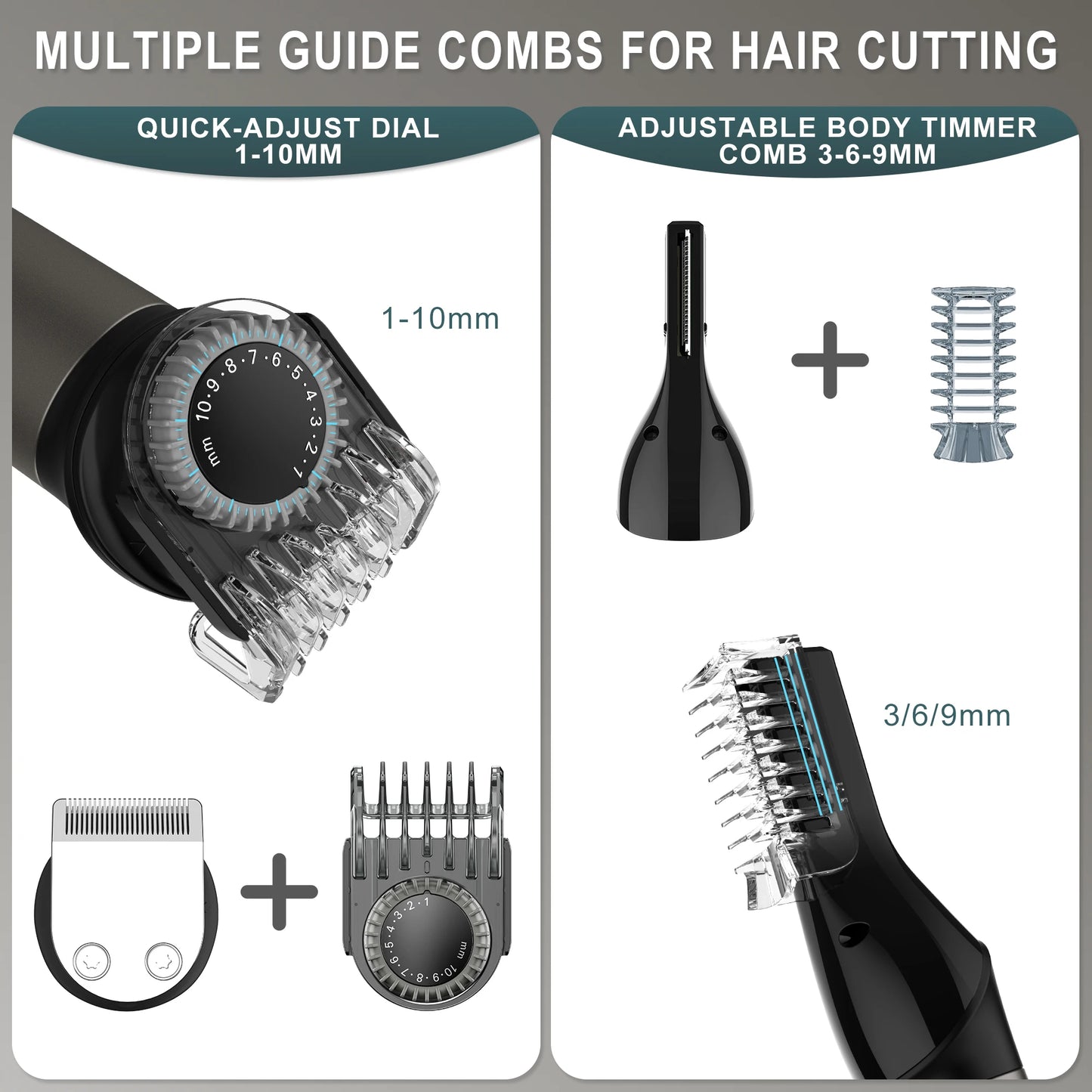 Hatteker all in one hair trimmer 7 blades changeable Electric Baber Haircut machine body nose trimmer set for Men