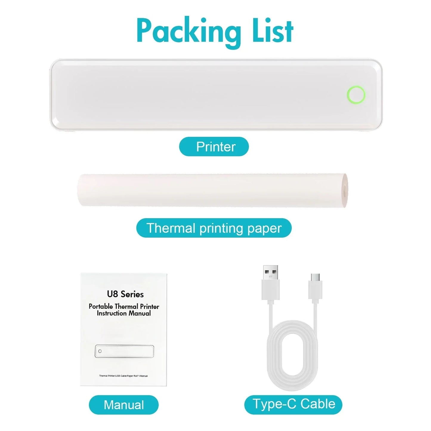 Portable Printers Wireless Inkless Thermal A4 Label Maker US Letter/A4/A5/B5 Android iOS Phone & Laptop For Travel Office School