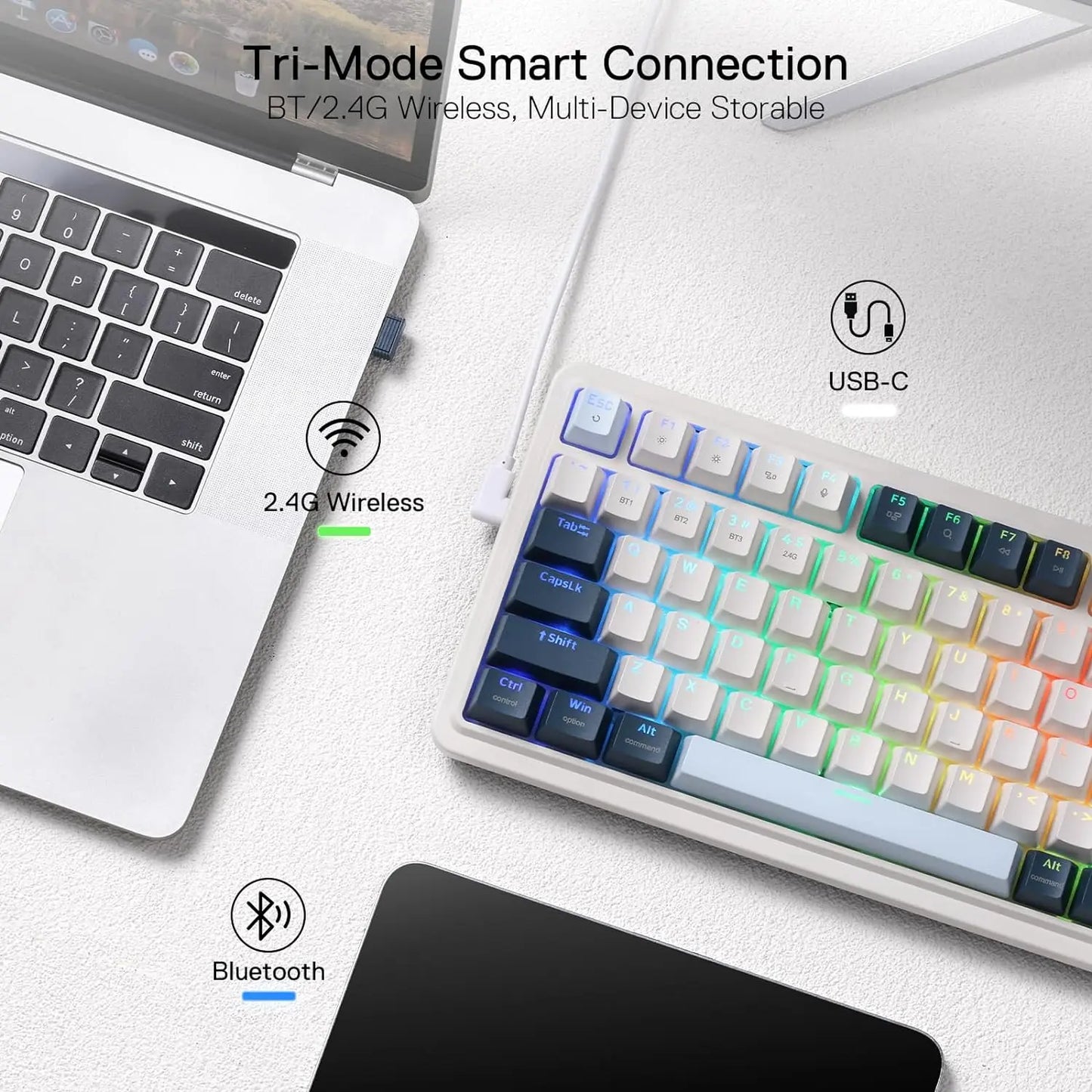 Redragon K686 PRO 98 Keys 3-Mode Wireless Gasket RGB Gaming Mechanical 5-Layer Noise Dampening Hot-Swap Keyboard