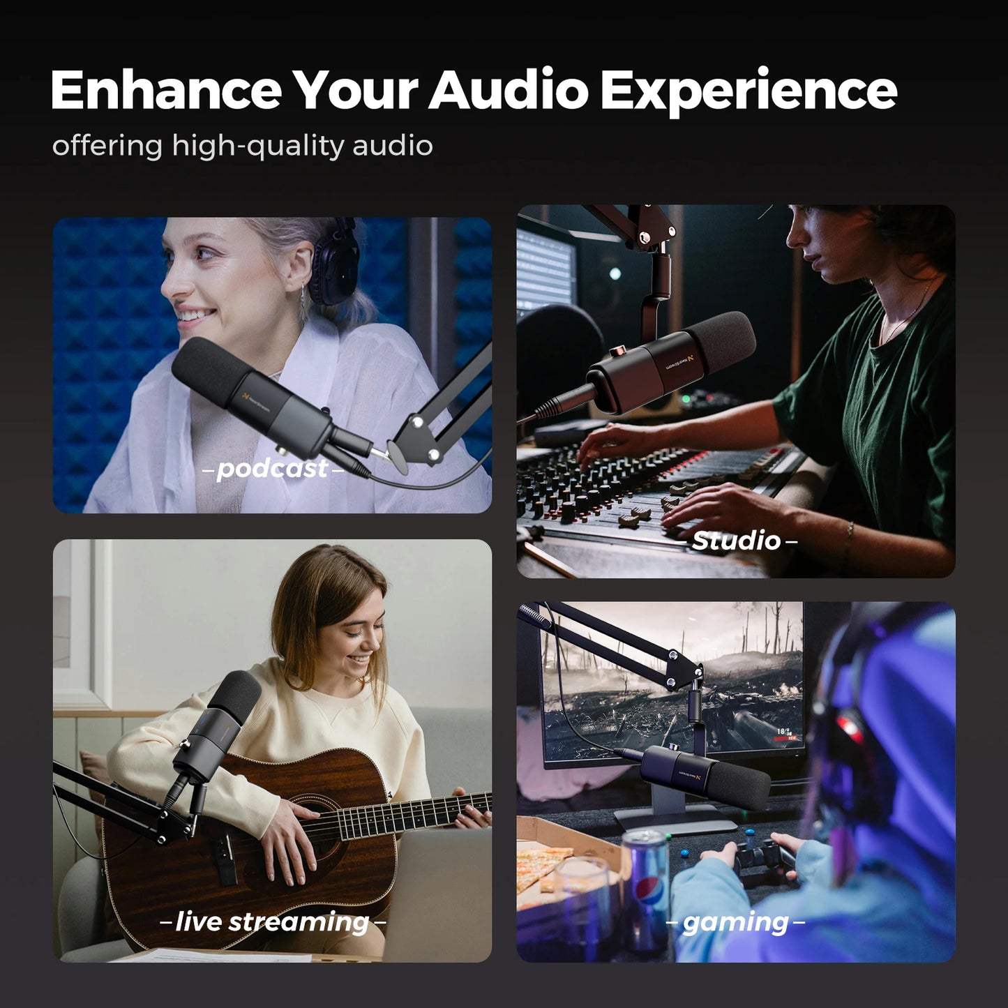 NearStream Professional Microphone pc USB XLR Condenser Mic Boom Arm US Local ShippingPlug-and-Play for Streaming Podcast Studio